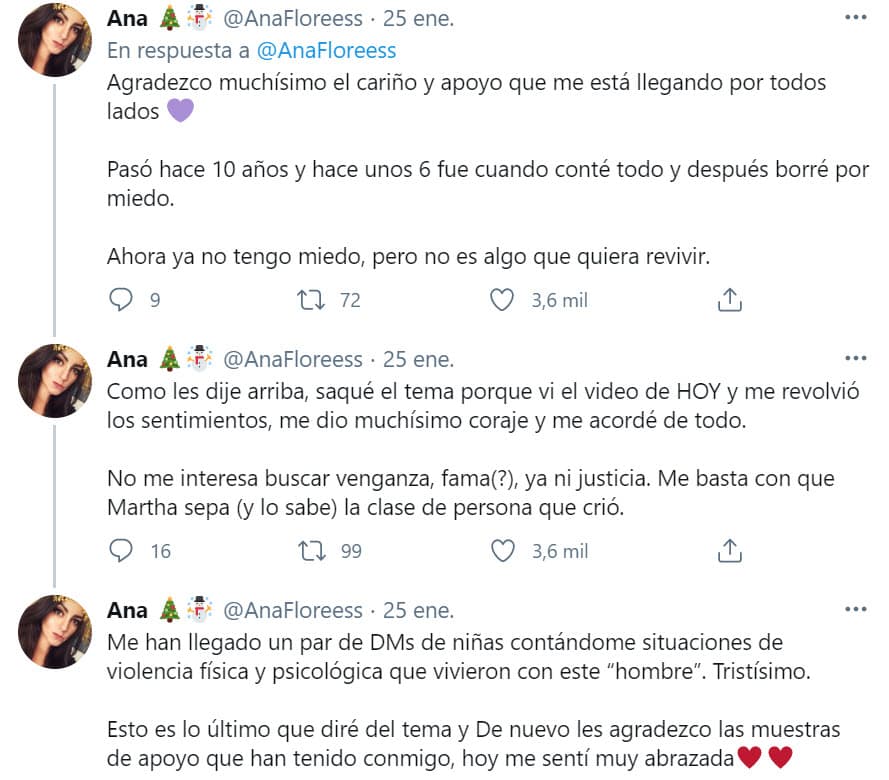 Agradeció las muestras de cariño que ha recibido.