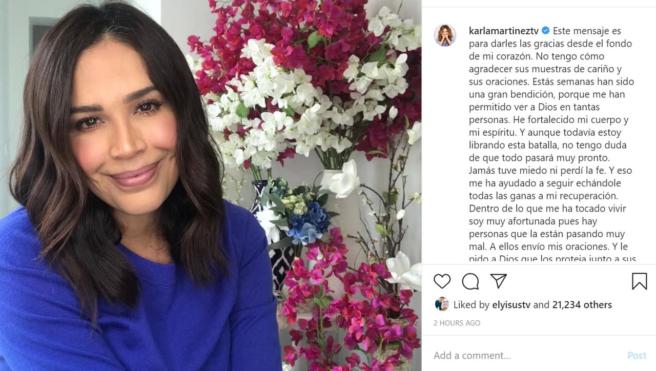 "Estas semanas han sido una gran bendición, porque me han permitido ver a Dios en tantas personas. He fortalecido mi cuerpo y mi espíritu", escribió junto a 
<b><a href="https://www.instagram.com/p/CDJwTjAn9Oz/" target="_blank">esta foto. </a></b>
<br>