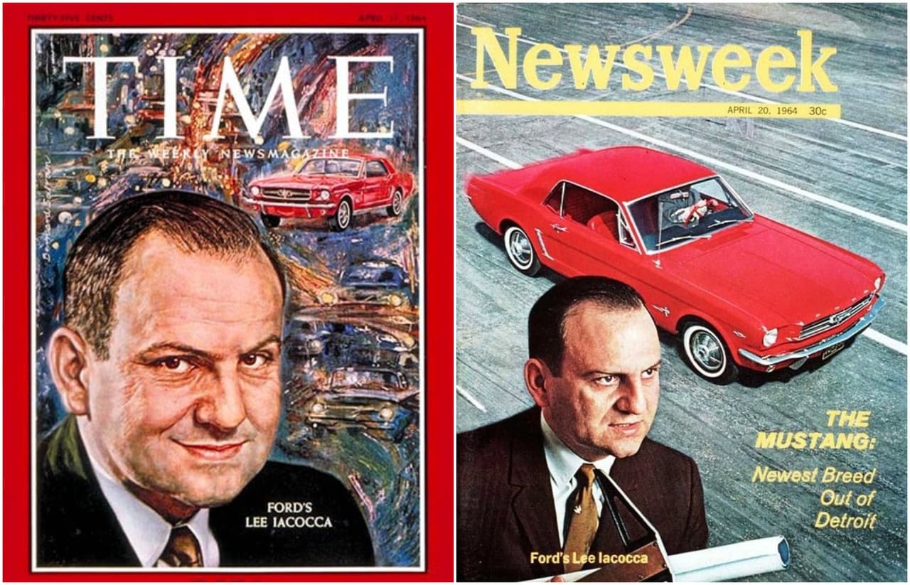 El Ford Mustang y su creador Lee Iacocca, tienen la distinción de haber ocupado la portada de las revistas Time y Newsweek en la 
<b>misma semana</b>. Muy pocas veces una personalidad ha logrado semejante hazaña, mientras que el Mustang es el único automóvil que la ha logrado.