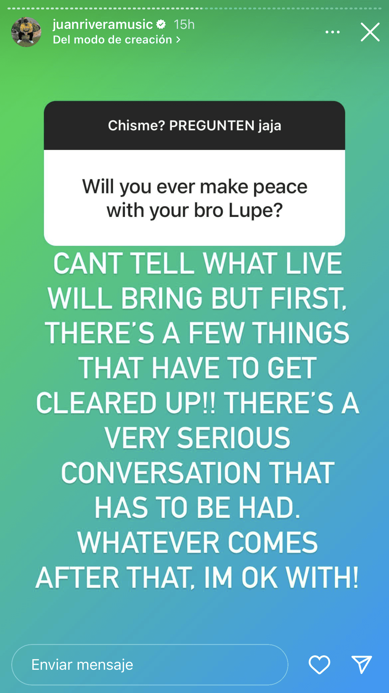 "No puedo decir lo que traerá la vida, pero primero 
<b>hay algunas cosas que deben aclararse</b>", dijo.
<br>