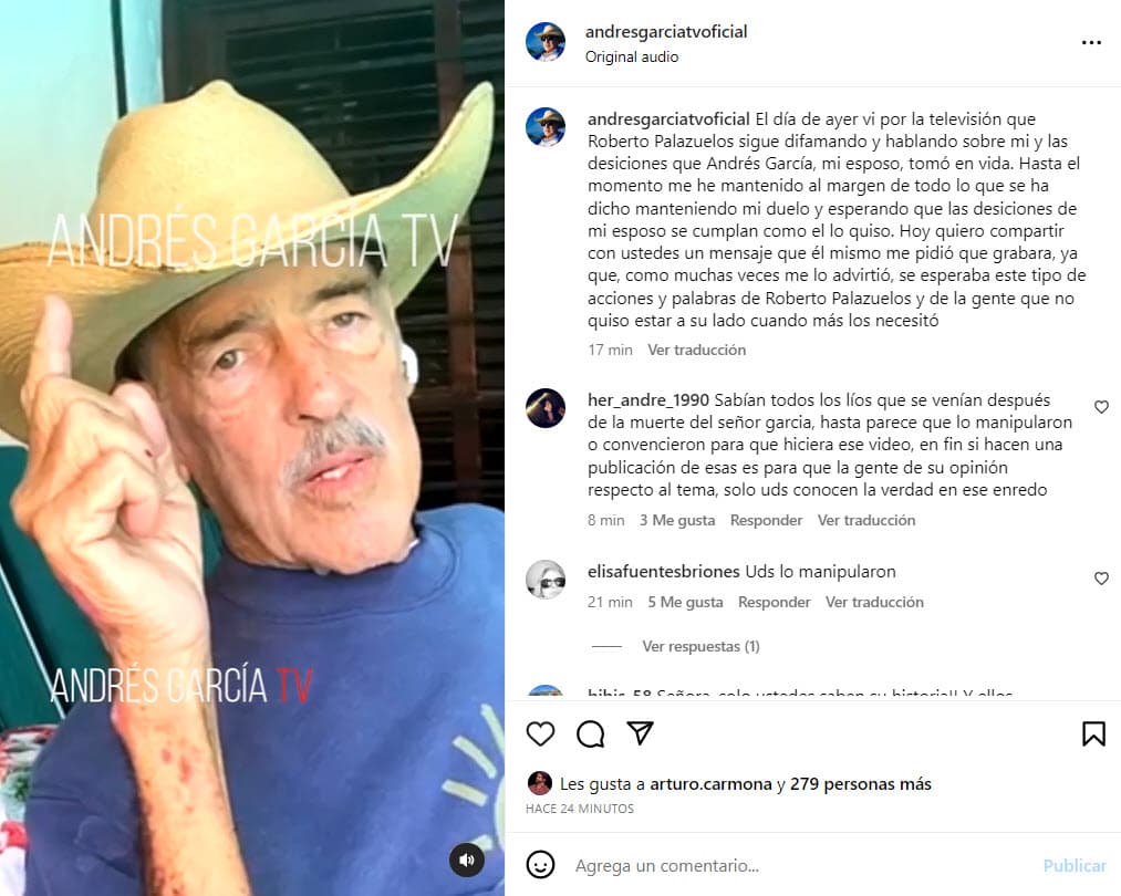 Margarita Portillo hizo público un video póstumo de Andrés García.