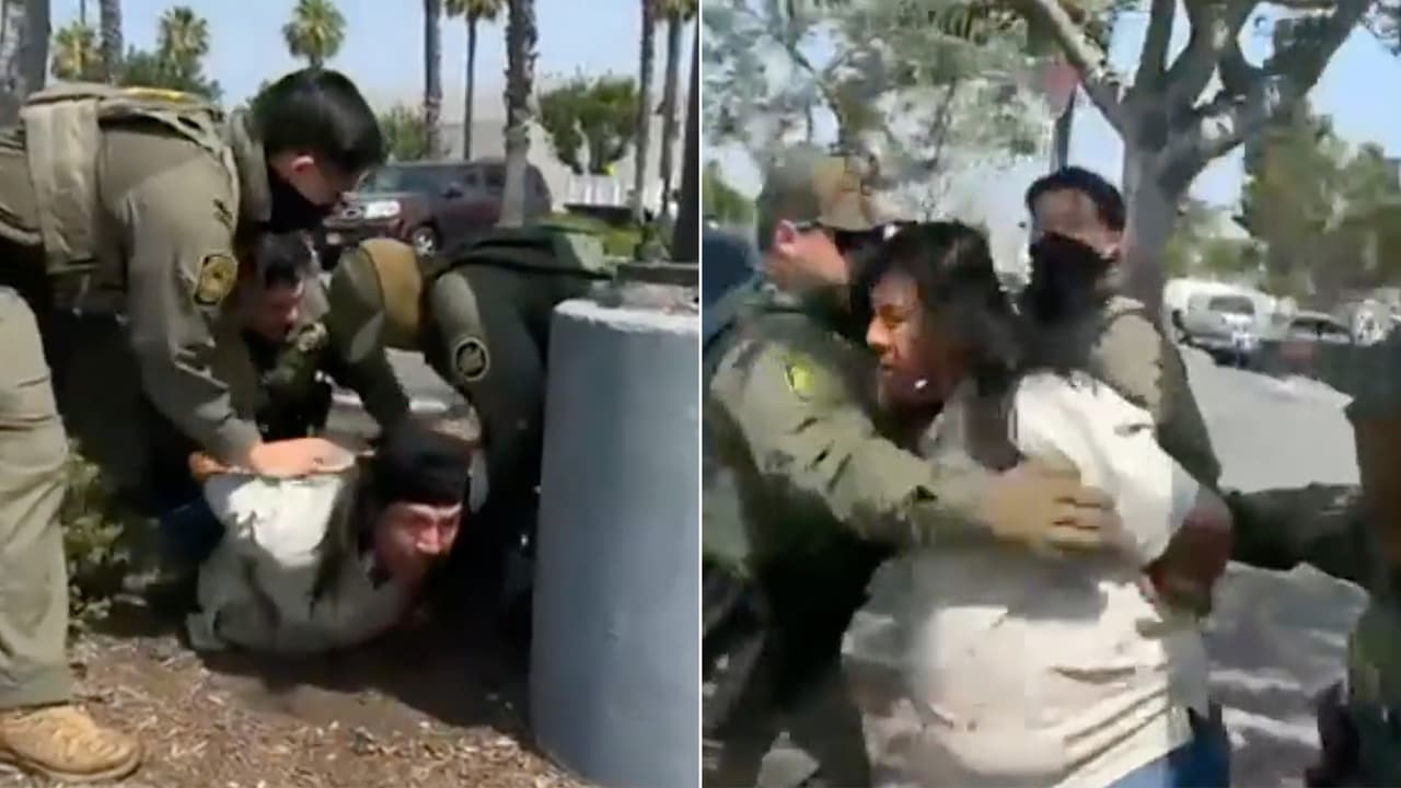 Agentes de la Patrulla Fronteriza  'taclean' y someten a hombre en Home Depot de Huntington Park