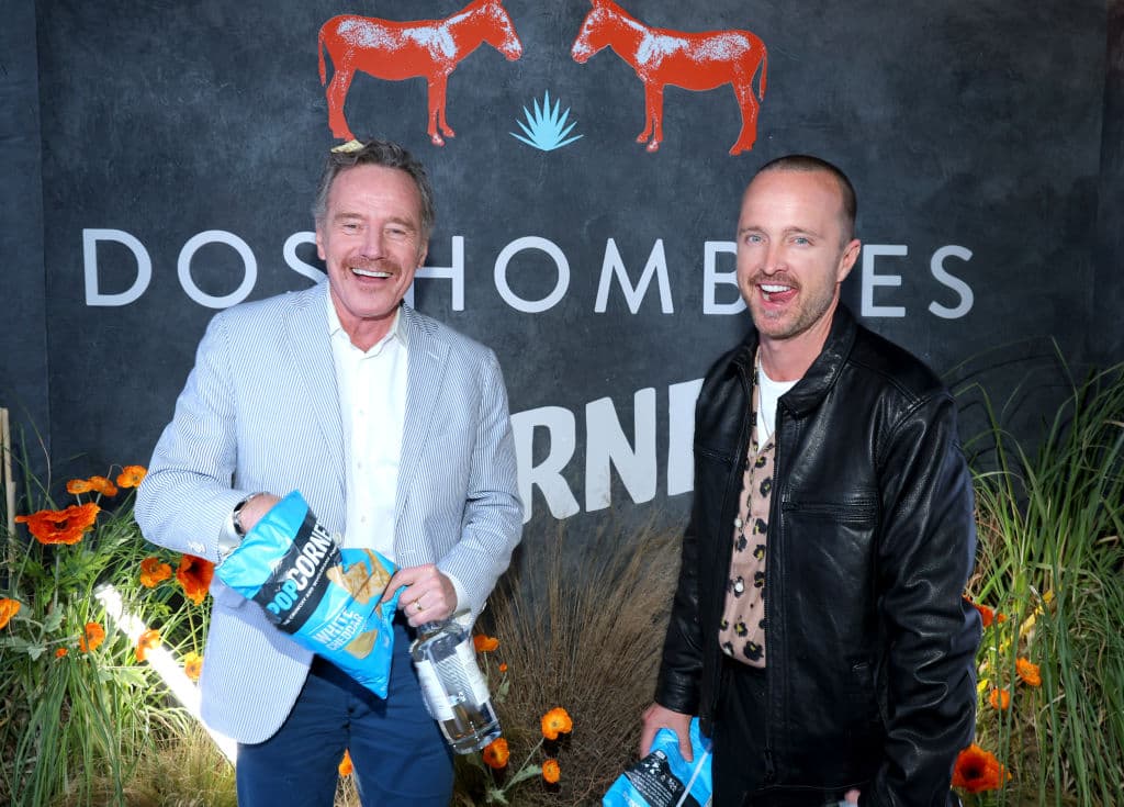 Bryan Cranston y Aaron Paul, estrellas de 'Breaking Bad'. (Photo by Rich Polk/Getty Images for Dos Hombres Mezcal)