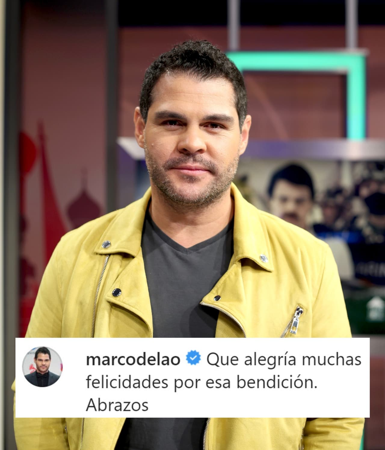 El protagonista de la serie El Chapo, 
<b>Marco de la O</b>, mandó bendiciones y abrazos a la feliz pareja.