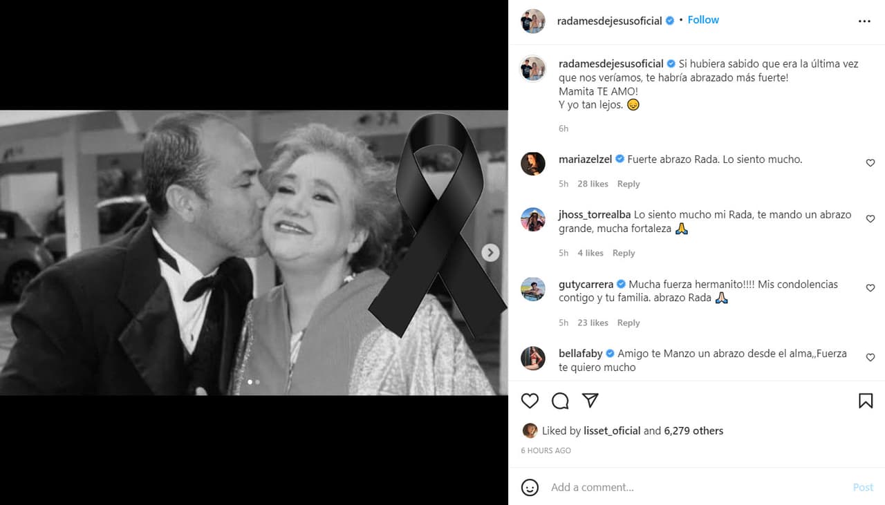 Radamés de Jesús se despide de su madre, la actriz María Montejo.