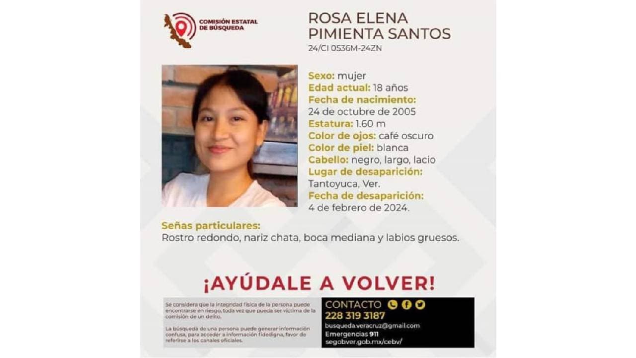 Rosa Elena Pimienta está desaparecida desde el 4 de febrero.