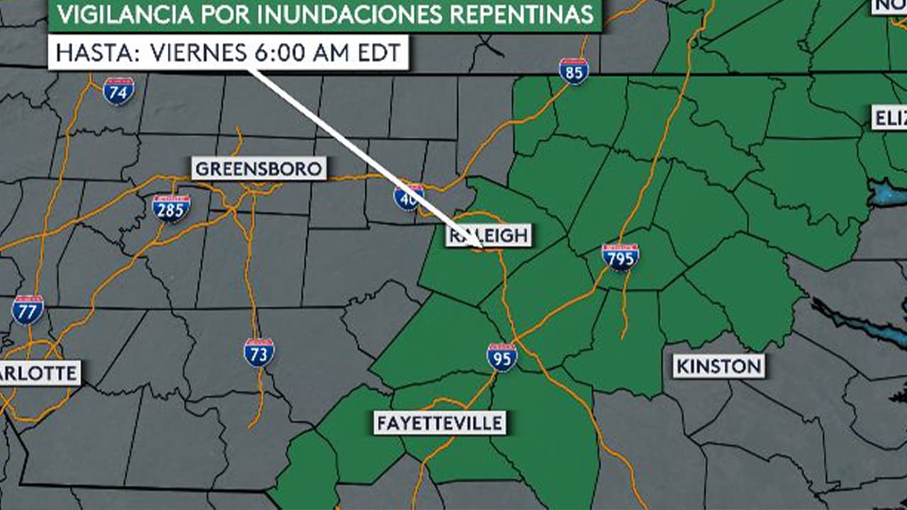 Inundaciones repentinas y fuertes lluvias: emiten alertas en estos condados de Carolina del Norte