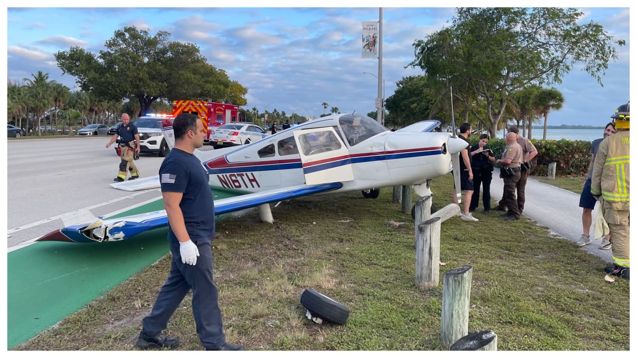 Avioneta con 4 personas a bordo aterriza de emergencia en la entrada de Key Biscayne