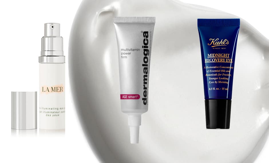 La cafeína de algunas cremas es ideal para los ojos hinchados o con bolsas, y para reducir los círculos oscuros no dudes en recurrir a un producto con blanqueadores. Productos de:
<a href="http://www.cremedelamer.com/product/9087/34288/Eye-Treatments/The-Illuminating-Eye-Gel/Instantly-energizes-and-awakens">La Mer</a>,
<a href="http://www.ulta.com/age-smart-multivitamin-power-firm?productId=prod2152650">Dermalogica</a>,
<a href="http://images.ulta.com/is/image/Ulta/2152650?$detail$ Kiehl's Midnight Recovery Eye">Kiehl's</a>.
<br>