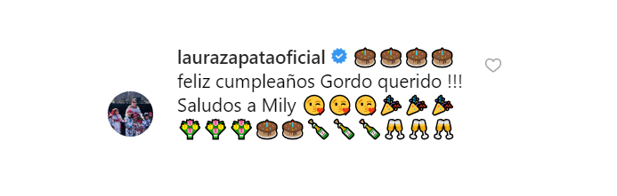 La actriz Laura Zapata fue una de las primeras personalidades que felicitó a Raúl de Molina y de paso, mandó saludos Millie.