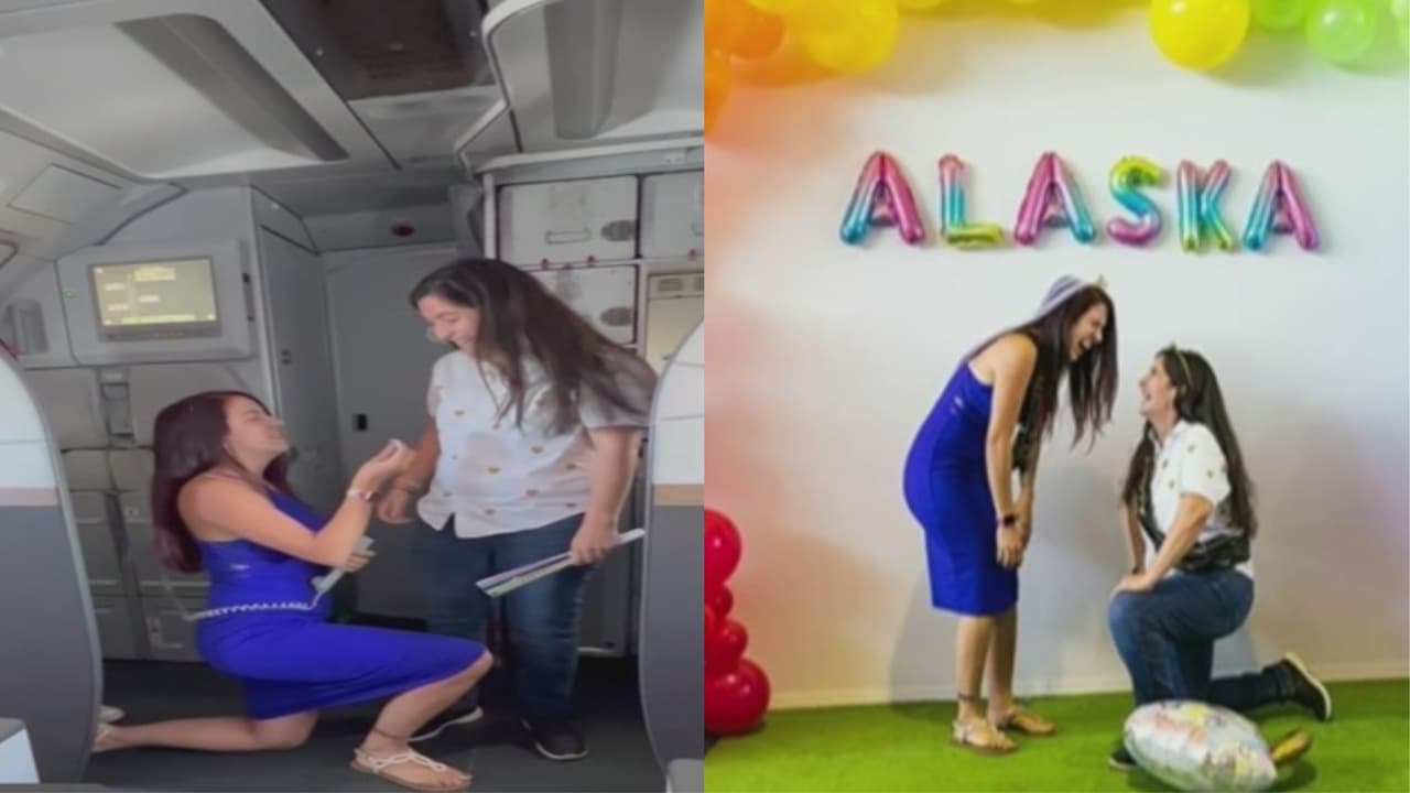 Amor en las nubes: La propuesta de matrimonio en pleno vuelo entre una azafata y una piloto hispanas que se volvió viral