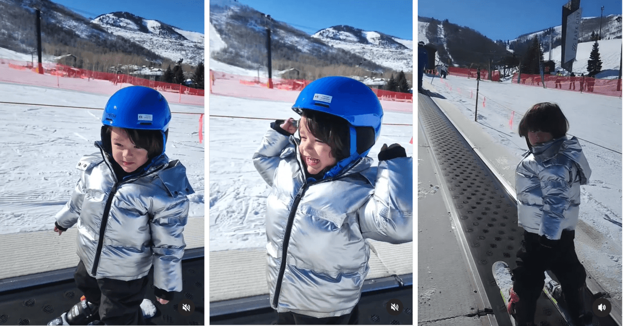 André, el hijo de Sherlyn, en la nieve