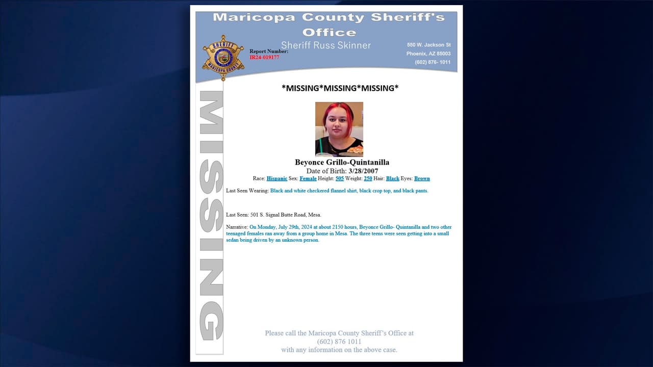 <b>Beyonce Grillo-Quintanilla</b>
<br>Mide 5’05”, pesa 250 lbs, tiene cabello negro y ojos marrones. La última vez que fue vista vestía camisa de franela a cuadros blancos y negros, top corto negro y pantalones negros.