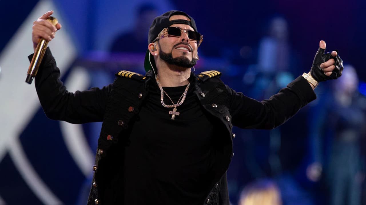 Yandel, of Puerto Rican Wisin & Yandel duo, performs during the 60th Vina del Mar International Song Festival in Vina del Mar, Chile, on February 24, 2019. (Photo by CLAUDIO REYES / AFP) (Photo credit should read CLAUDIO REYES/AFP via Getty Images)