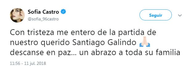 El padre de Sofía es el productor José Alberto Castro, así que tuvo la oportunidad de conocer a Galindo personalmente.