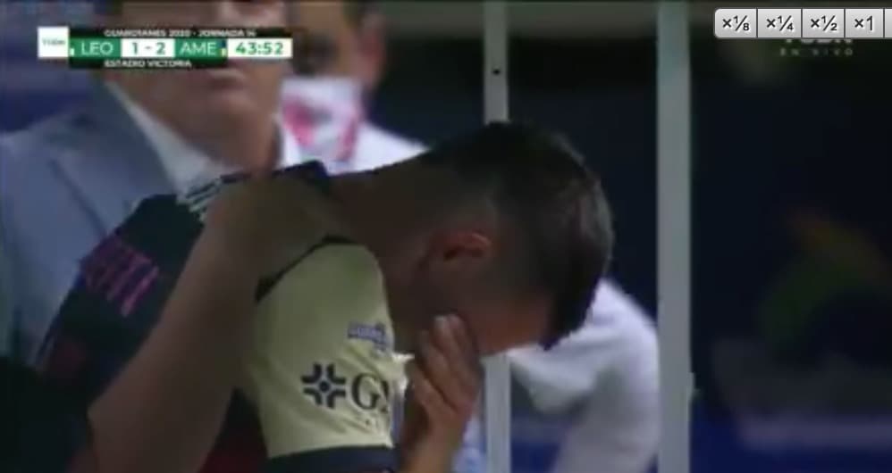 Nicolás Benedetti abandonó el partido frente al León en llanto gracias a una nueva lesión del colombiano.