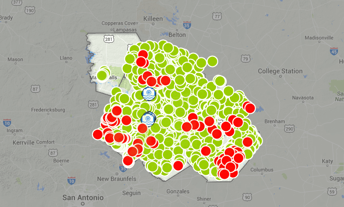 Condados afectados por las lluvias