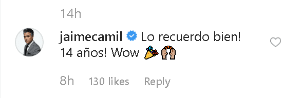 Camil escribió a Derbez en la red social: "
<b>¡Lo recuerdo bien!</b> ¡14 años! Wow".