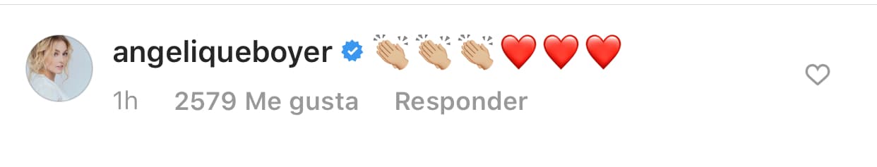Angelique Boyer le dejó varios emoticonos de manos aplaudiendo y corazones.