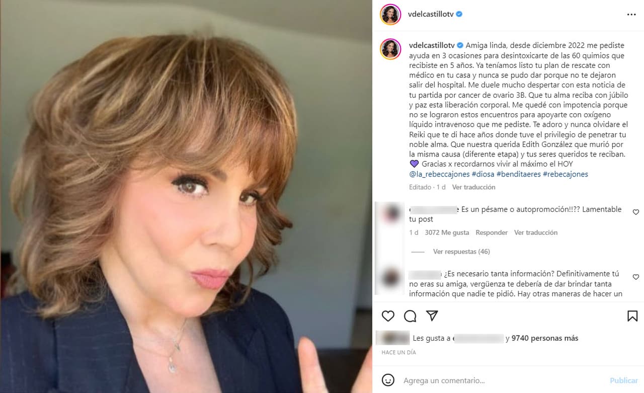 Verónica del Castillo causó polémica con sus condolencias por la muerte de Rebecca Jones.