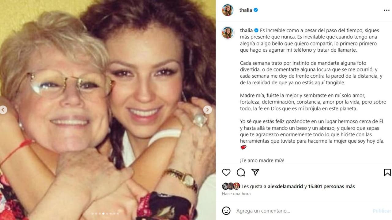 Thalía conmueve con mensaje para su mamá.
