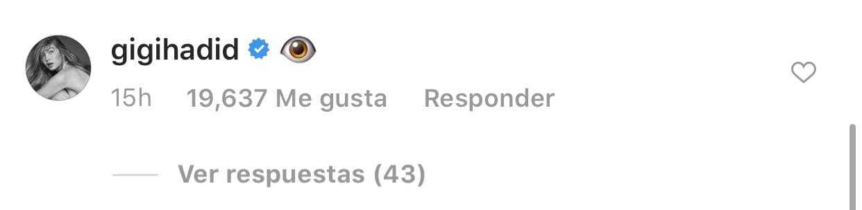 Quien también comentó fue Gigi Hadid, también amiga de Kendall Jenner, aunque sólo puso un emoticón de ojo.
