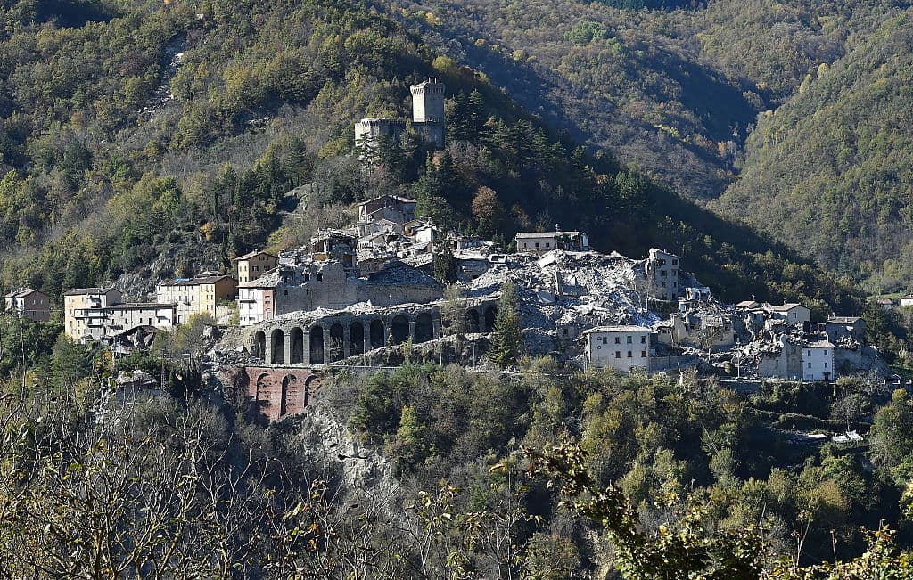 Vista general de los daños del terremoto en Arquata del Tronto