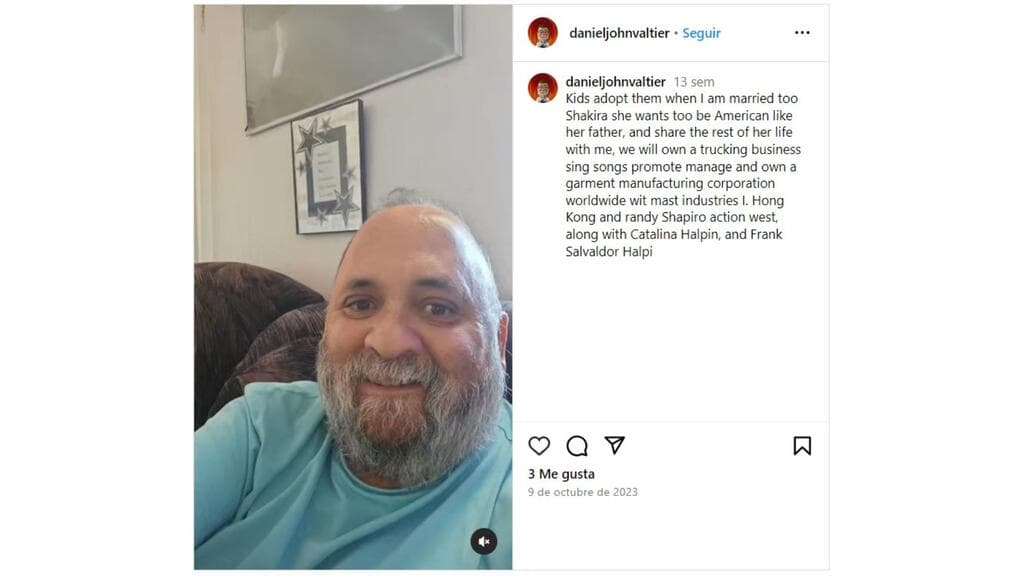 Daniel John Valtier hizo preocupantes publicaciones sobre Shakira y sus hijos previo a su arresto.