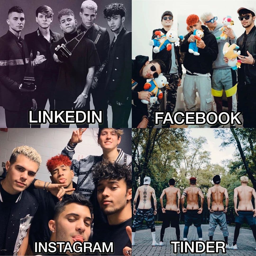 El grupo CNCO publicó en Instagram su versión. “¿Deslizarían a la derecha en Tinder?” preguntaron a sus seguidores.