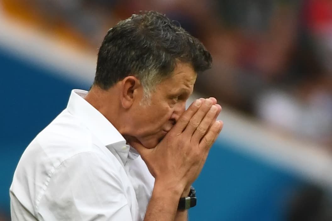 Mexico's coach Juan Carlos Osorio gestures on the touchline during the Russia 2018 World Cup Group F football match between South Korea and Mexico at the Rostov Arena in Rostov-On-Don on June 23, 2018. (Photo by Khaled DESOUKI / AFP) / RESTRICTED TO EDITORIAL USE - NO MOBILE PUSH ALERTS/DOWNLOADS (Photo credit should read KHALED DESOUKI/AFP/Getty Images)