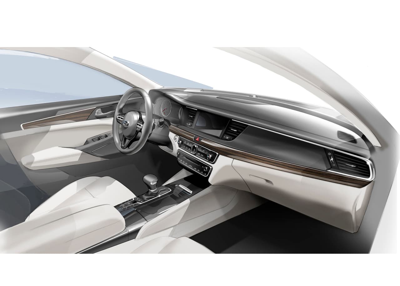 Bosquejo del tablero de instrumentos y controles del Kia Cadenza 2017