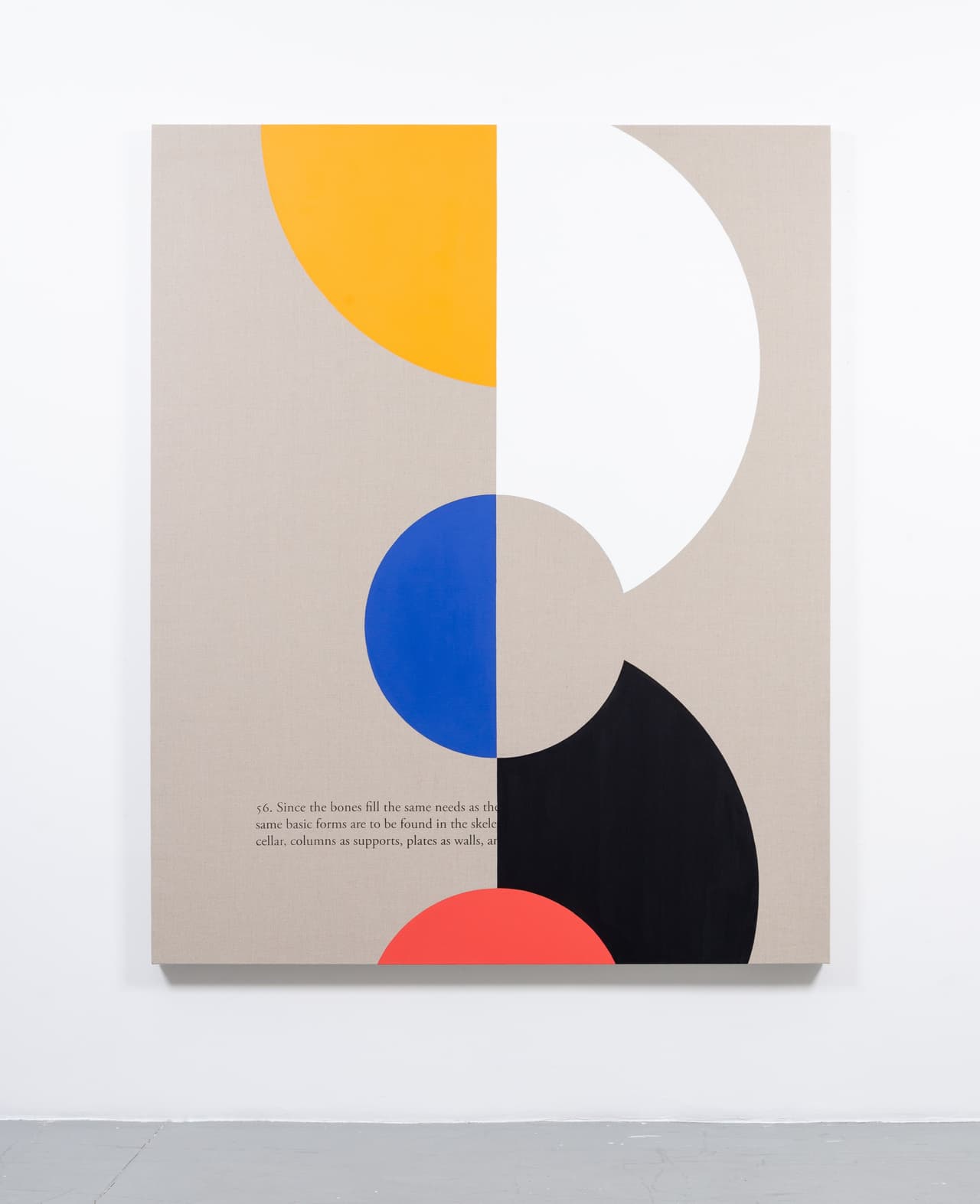 <b>Jose Dávila</b>
<br>
<i>México</i>
<br>Formas básicas, 2018
<br>König Galerie
<br>Pintura: serigrafía y pintura de vinilo en lino de telar
<br>Tamaño: 82.7 × 66.9 × 2.4 pulgadas
<br>Miami Beach Convention Center | B13