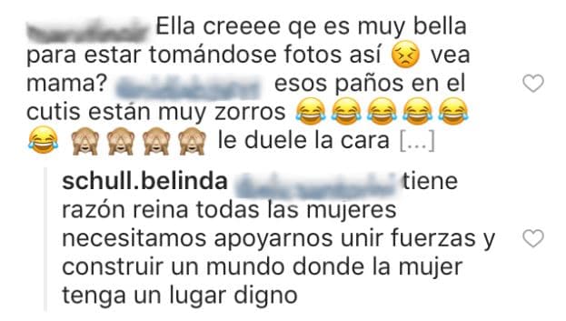 Los comentarios negativos ante esta publicación no se hicieron esperar, pero la mamá de la también actriz no dudó en defender a su primogénita y a las mujeres en general.