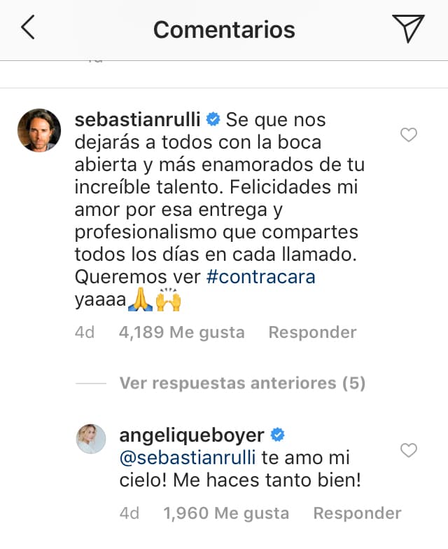 Rulli también le dejó un mensaje cariñoso en los comentarios de esta publicación y la actriz le respondió igual de amorosa.