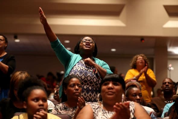 El evento fue dirigido por el reverendo Al Sharpton en apoyo de la justicia para Michael Brown.