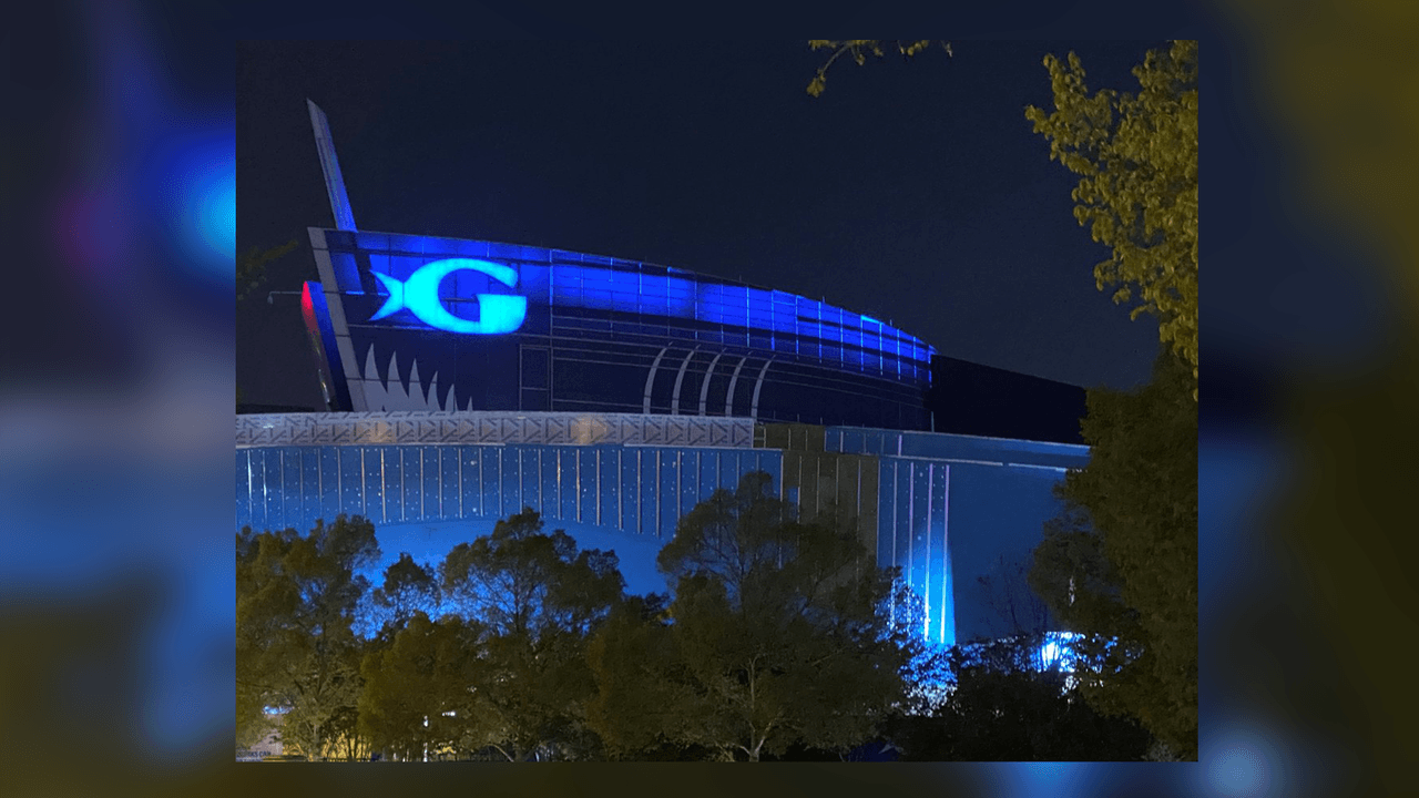 Algunos lugares en el metro de Atlanta se unieron a la campaña #LightItBlue el jueves, incluido el Braves 'Truist Park, el acuardio de Georgia, entre otros sitios emblemáticos.