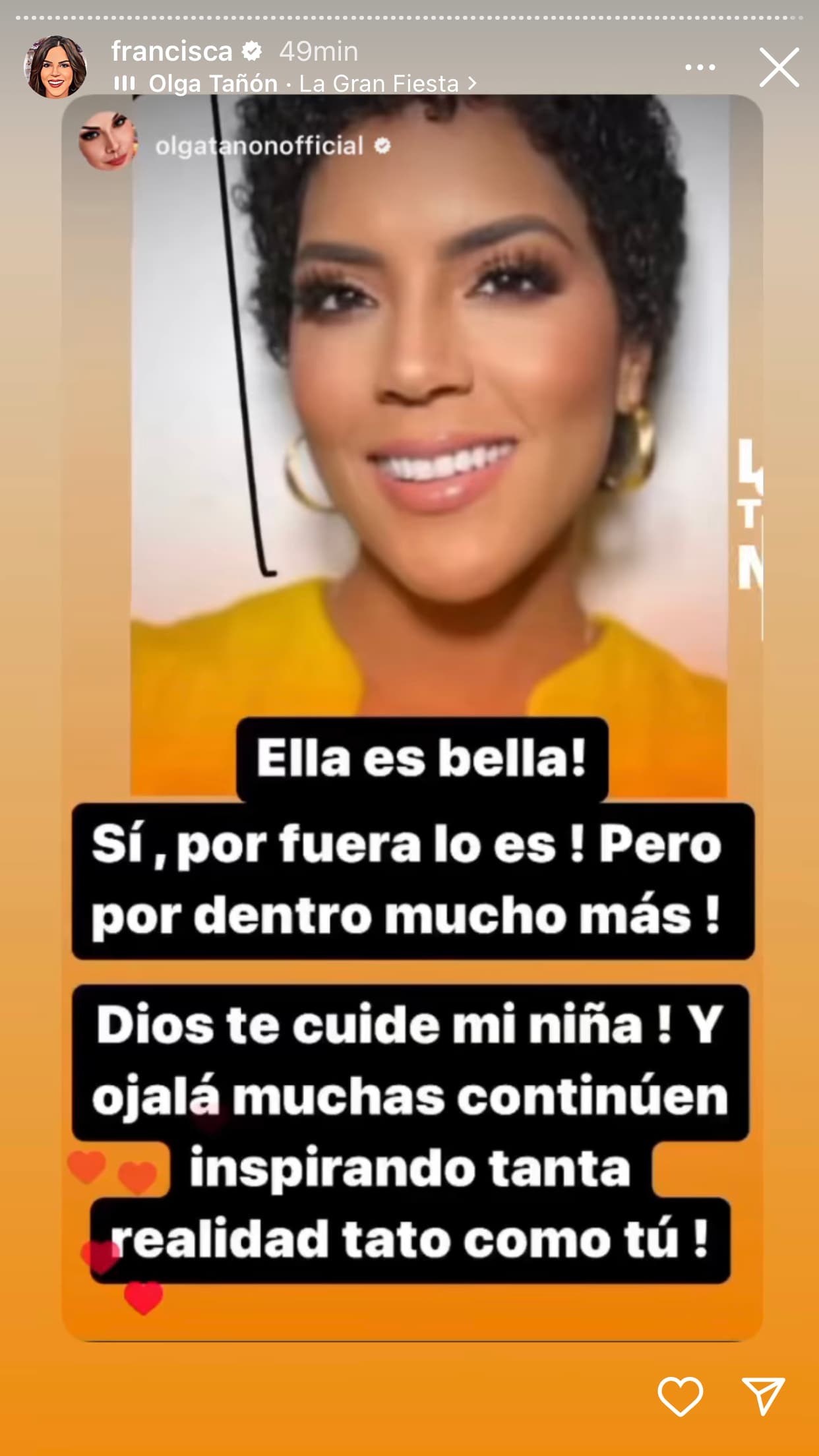 Olga Tañón mandó un contundente mensaje: "¡Ella es bella! ¡Sí, por fuera lo es! ¡Pero por dentro mucho más!".