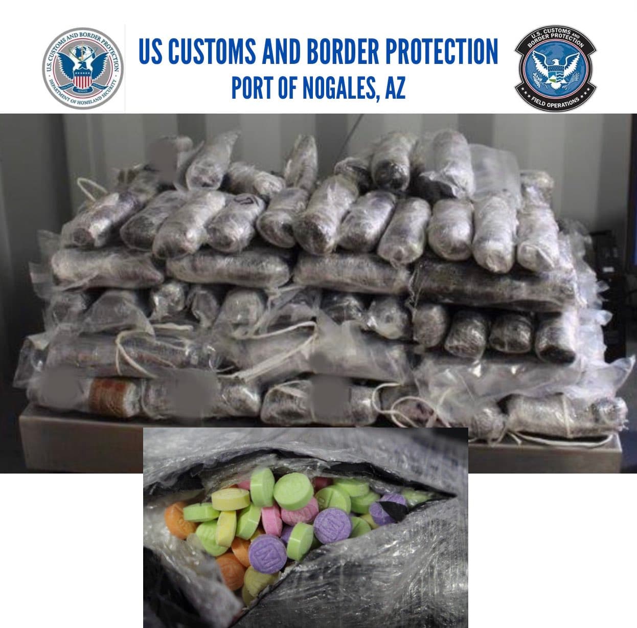 En tanto, agentes de CBP en Nogales impidieron esta semana tres intentos de contrabando de pastillas de fentanilo: hallaron en total alrededor de 304,760 pastillas en sitios como tanques de gasolina o dentro de una cavidad del cuerpo.