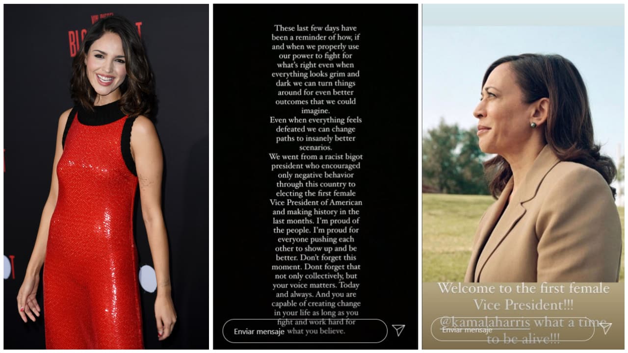 Uno de ellos es la actriz mexicana
<b> Eiza González</b>, quien tiene años residiendo en EEUU: "Pasamos de tener a un presidente racista e intolerante que alentaba solo comportamientos negativos en este país, a elegir a la primera vicepresidenta de Estados Unidos y hacer historia en los últimos meses. Estoy orgullosa de la gente. Estoy orgullosa de que todos se apoyaron para ser mejores", es parte de lo que escribió en sus historias de Instagram.