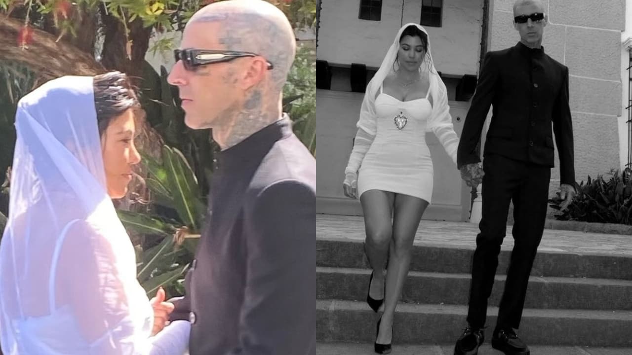 Las fotos de la romántica boda de Kourtney Kardashian con su vestido de novia de 1,800 dólares

