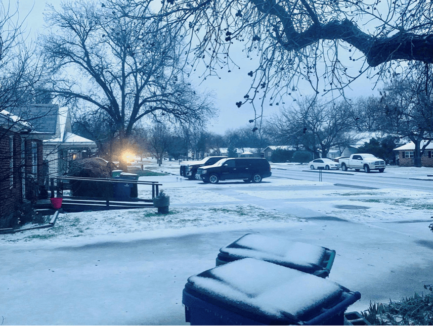 Nieve en el condado Bowie, al norte de Texas.