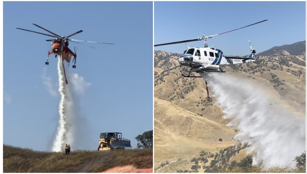 Bomberos necesitaron helicópteros para apagar incendio en campo de vegetación