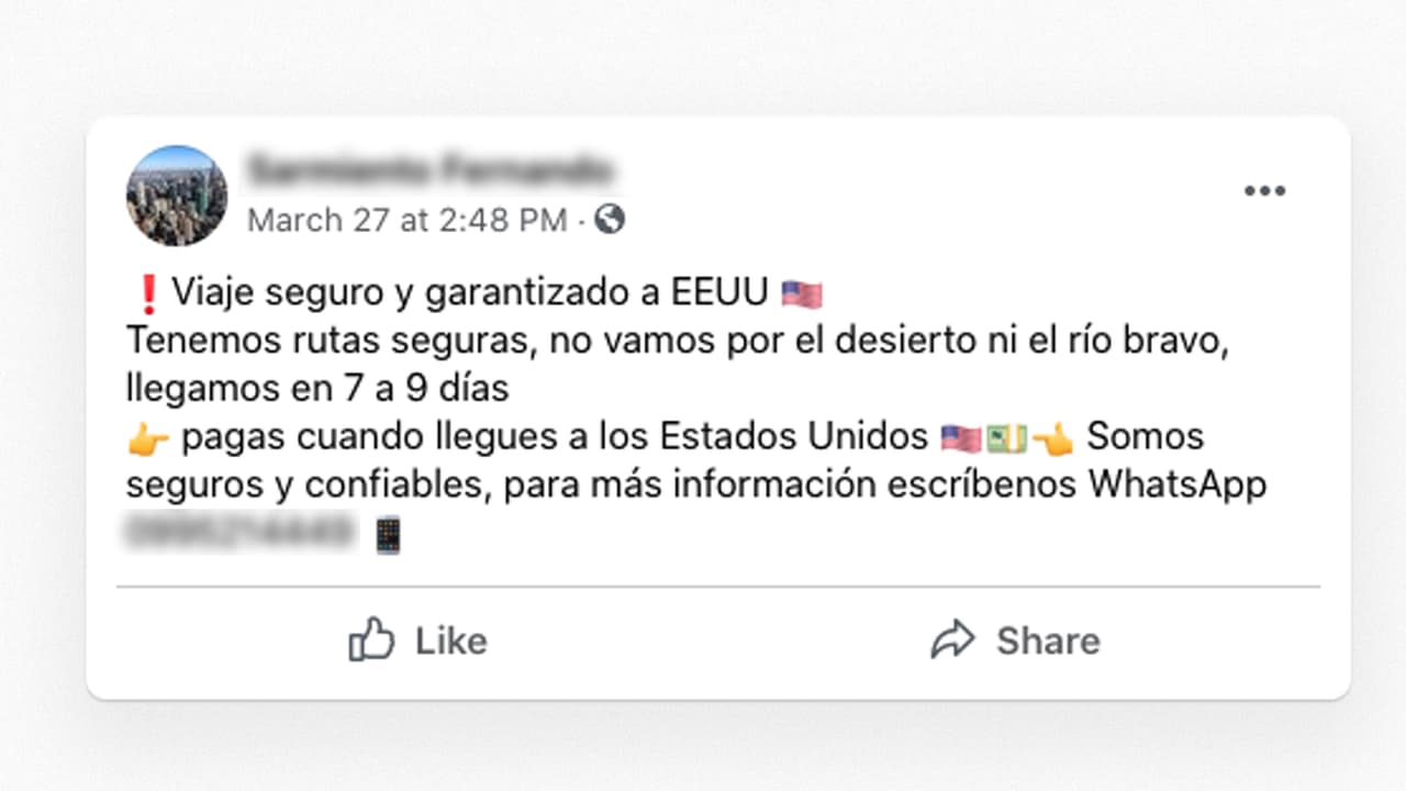 Este anuncio fue publicado en una página de Facebook que permite vender todo tipo de servicios, incluido este.