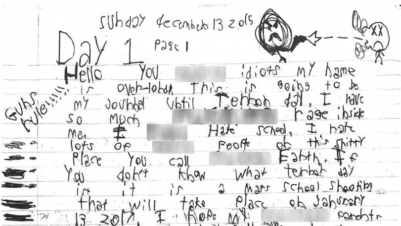 Hallan diario donde estudiante revelaba su plan de tirotear escuela de Broward