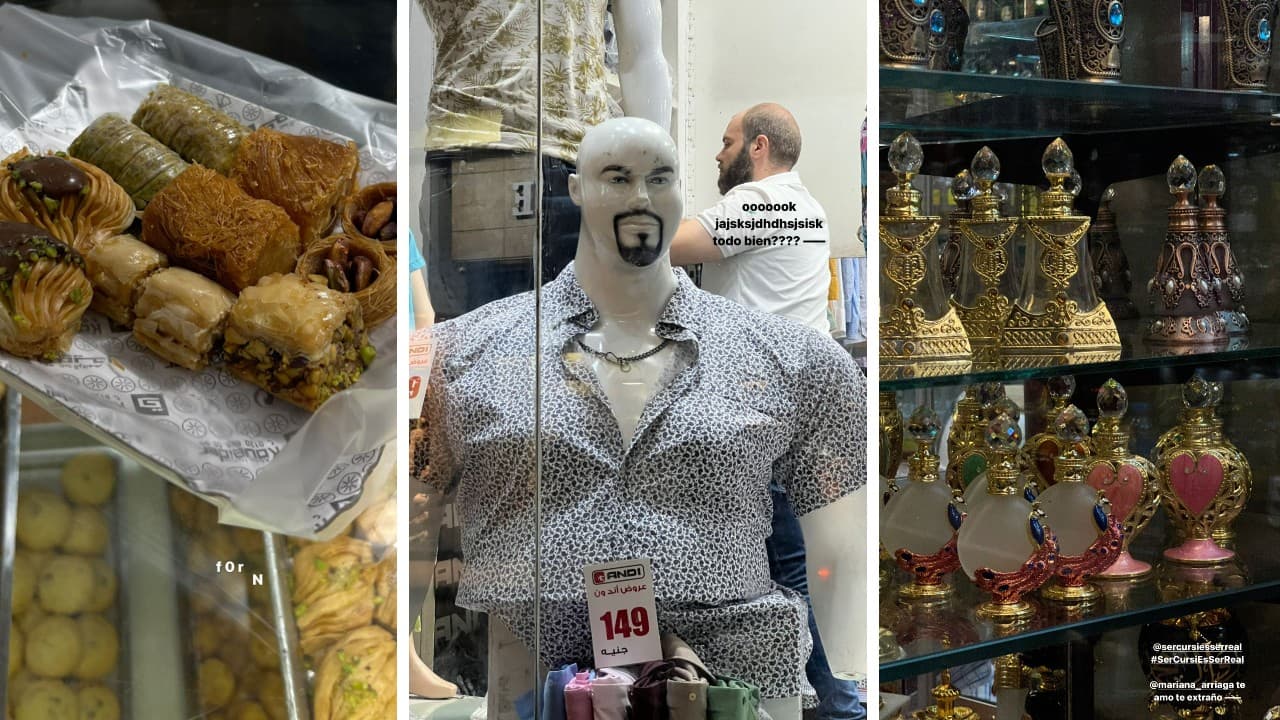 Entre las fotos publicadas María ha dejado ver parte de la gastronomía egipcia y aparadores de las tiendas por las que ha pasado.
<br>