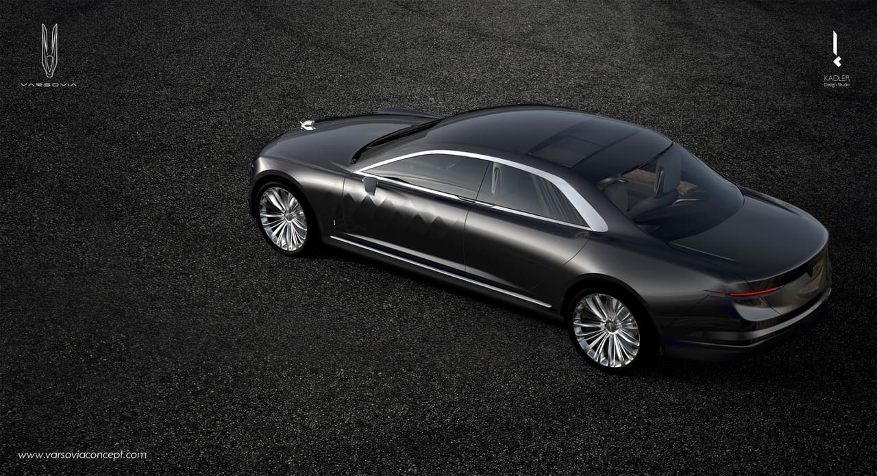 El Varsovia Concept se beneficia de unas hermosas proporciones gracias a la competente interpretación de la clásica configuración de tres volúmenes. El tratamiento de las ventanas traseras recuerda al de los cristales fijas de los clásicos Mercedes-Benz SLC (1971-1981)