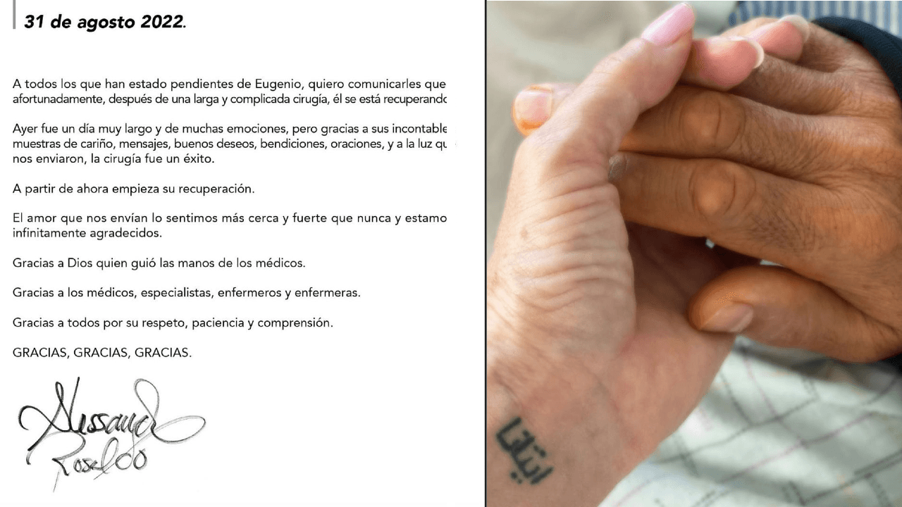 Alessandra Rosaldo publicó unsegundo comunicado sobre la salud de su esposo Eugenio Derbez.