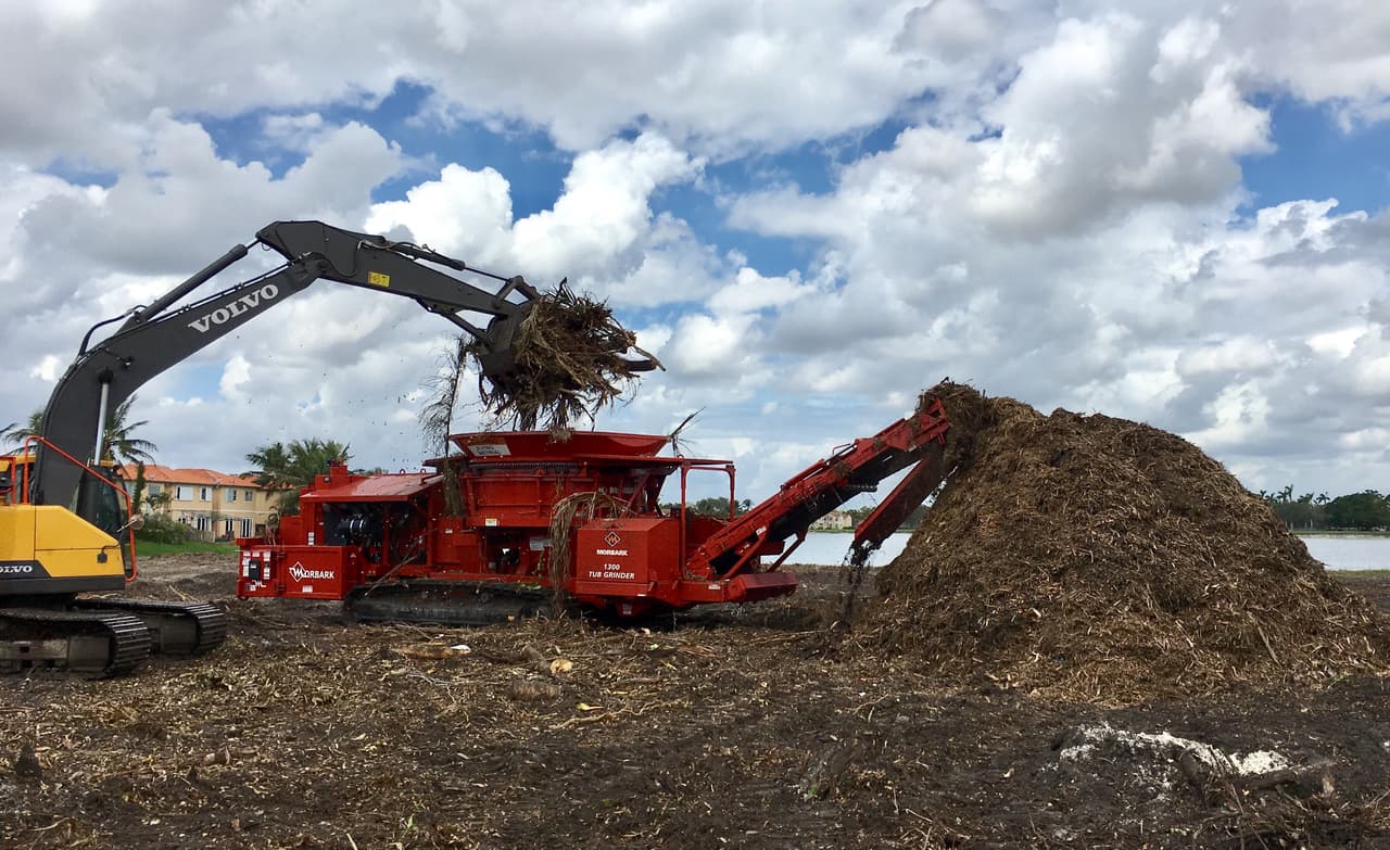 This 20 ton 'tub grinder' is turning part of Miami-Dade County's 3 million cubic yards of Irma debris into mulch.