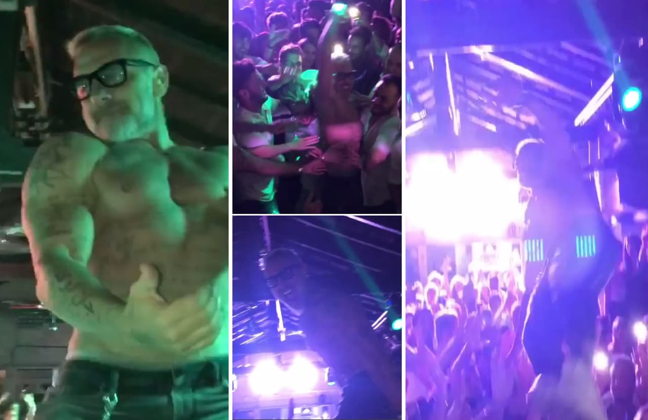 Gianluca Vacchi da un tremendo salto de 'rockstar' en un club nocturno de Italia