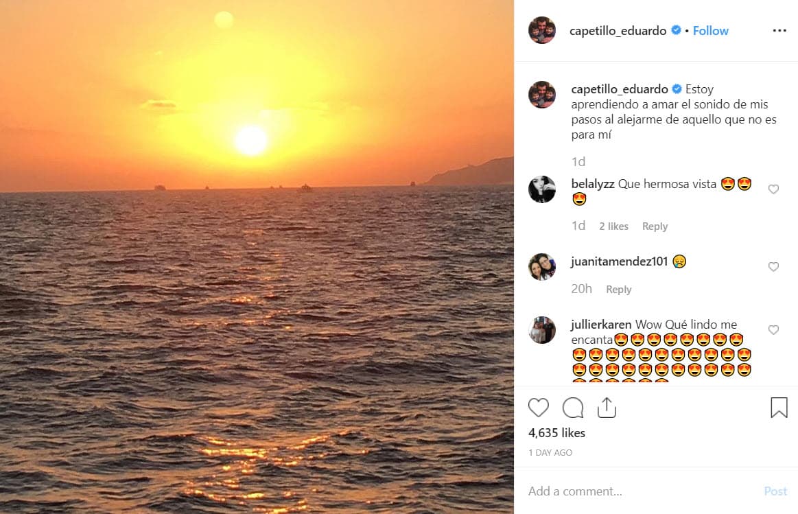 "Estoy aprendiendo a amar el sonido de mis pasos al 
<b>alejarme de aquello que no es para mí</b>", es el texto que acompaña esta fotografía.